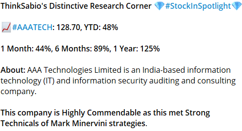 ThinkSabio's Distinctive Research Corner-Stock In Spotlight:
#AAATECH
Please Explore Our Report Here:
thinksabio.in/reports?report…...
#MarkMinerviniStrategy #StockWatch #ThinkSabioIndia #IndianStockMarketLive #Investing #EquityTrading #StockMarketInvestments