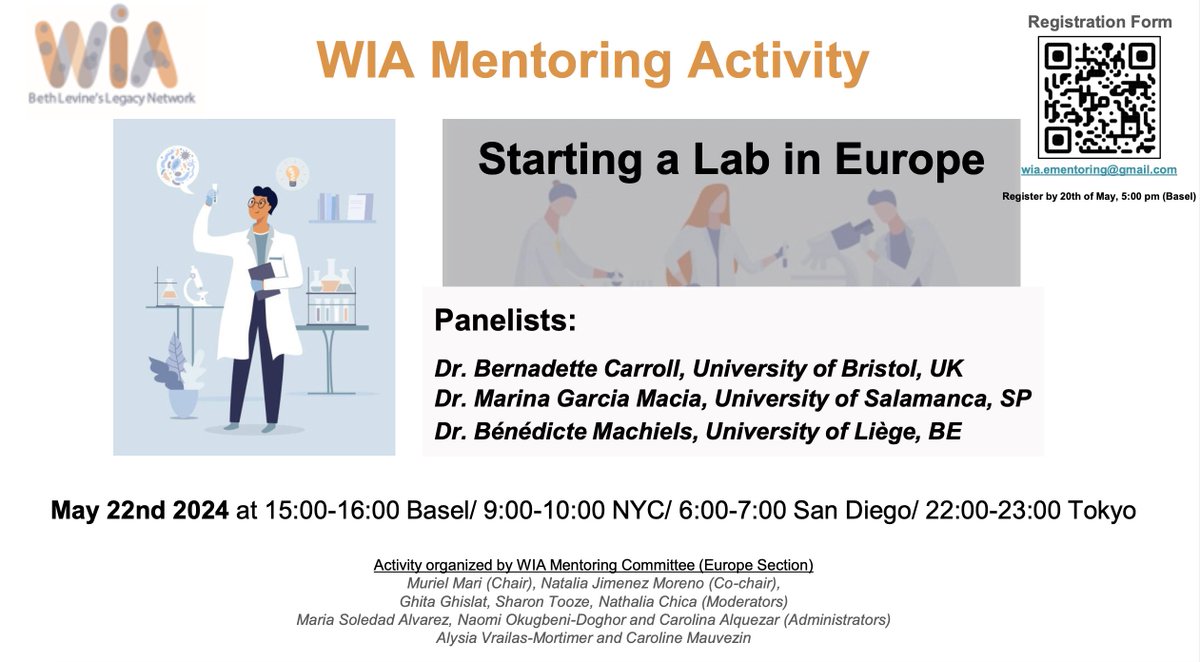 Muriel Mari (@murielmaridk) on Twitter photo !!! Breaking news !!!! <a href="/WAutophagy/">Women in Autophagy</a>
Do not miss the opportunity to join our upcoming WIA workshop on starting a lab in Europe. Register now! And spread the word please.
Note that registration to Women In Autophagy network is free of charge and open to everyone. !!! Breaking news !!!! <a href="/WAutophagy/">Women in Autophagy</a>
Do not miss the opportunity to join our upcoming WIA workshop on starting a lab in Europe. Register now! And spread the word please.
Note that registration to Women In Autophagy network is free of charge and open to everyone.
