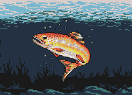 pixelartDave's tweet photo. Just a #pixelart #fish for #pixel_dailies @Pixel_Dailies https://t.co/LdjZtROdot