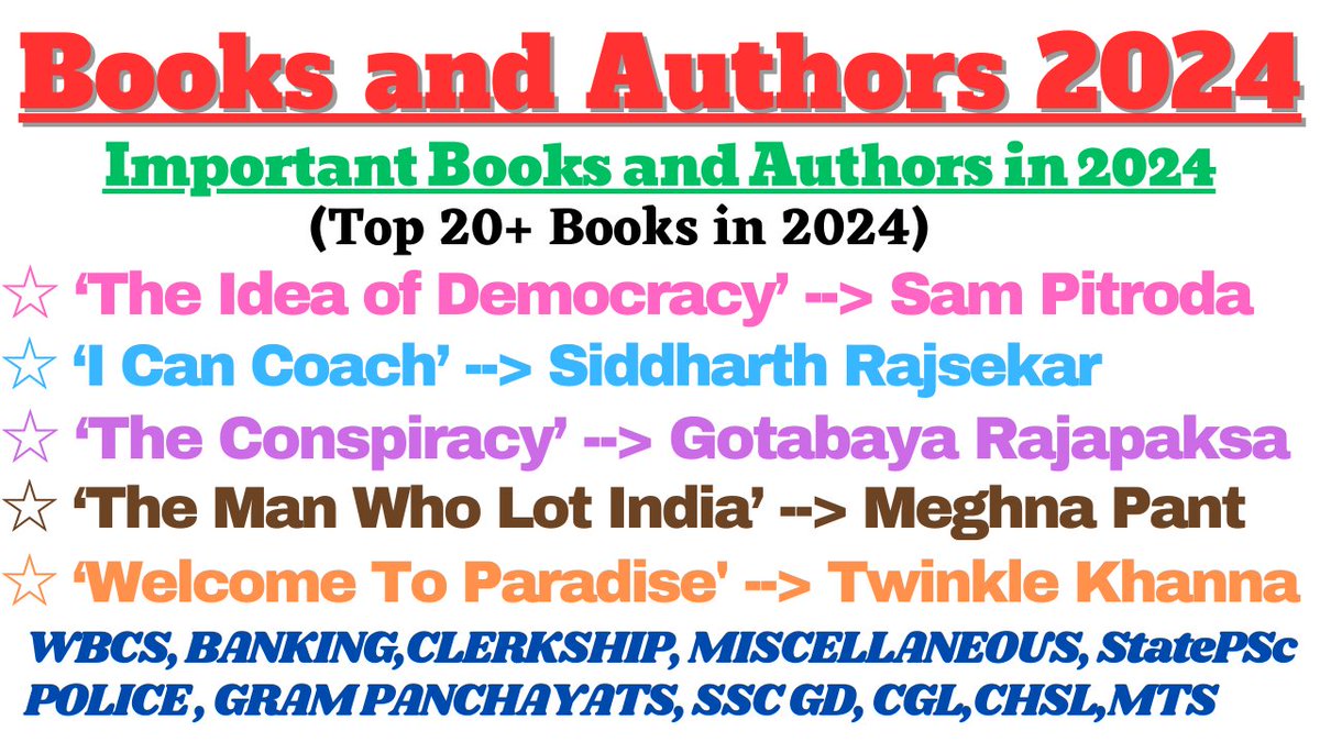 Books and Authors 2024
Link -- youtu.be/tyAiWWi0izs
#books #booksandauthors #CurrentEvents #currentaffairs #currentaffairs2024 #generalknowledge