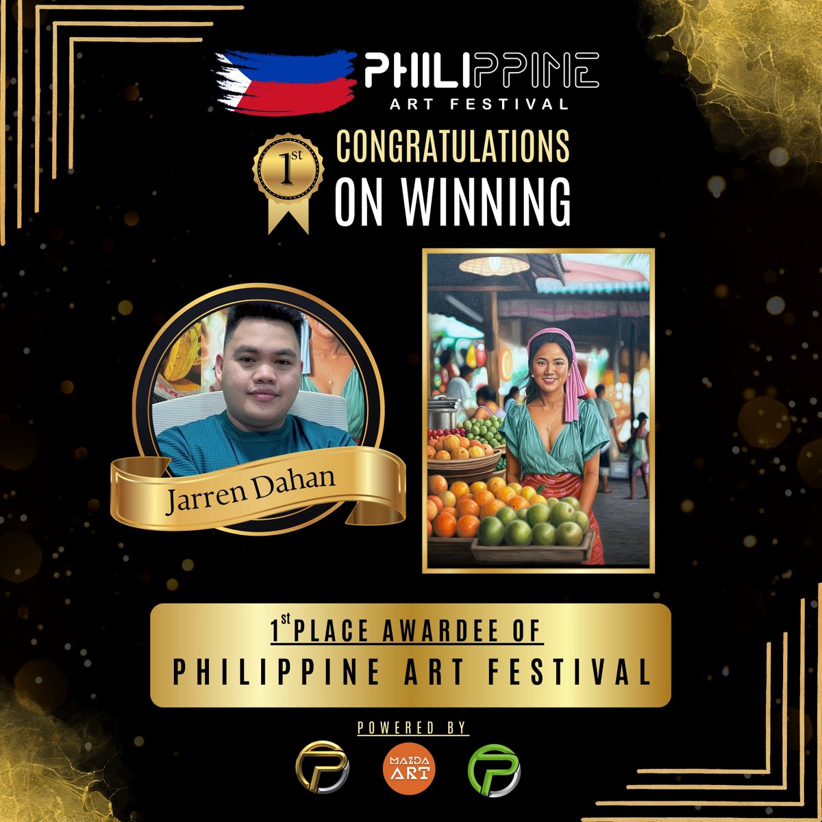 Congratulations Jarren Dahan!

#PhilippineArtFestival #Artfestival #artevent #artfest #artists #Filipinoart #Filipinoartists #Filipino #ArtinPhilippines #Philippines #Philippineartist #celebratingart #artists #artist