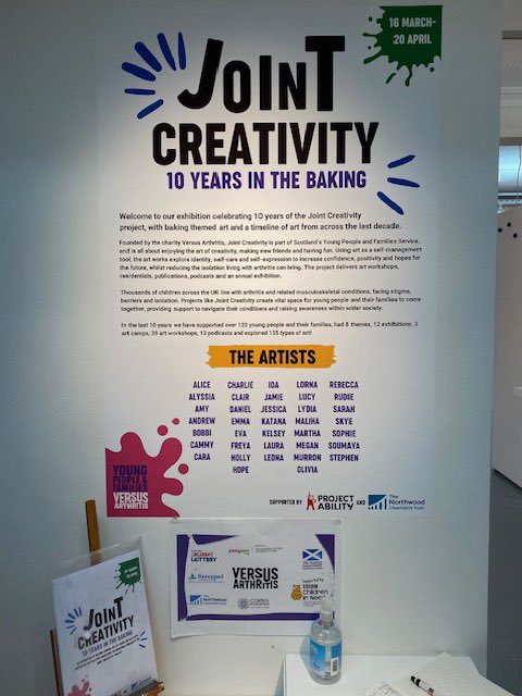 I was really impressed by the artwork displayed at the '10 years in the baking' exhibition, showcasing the substantial positive impact @ScotVArthritis has on young people with arthritis! It is still on until Saturday, so grab your chance now to go see it: artrabbit.com/events/joint-c…