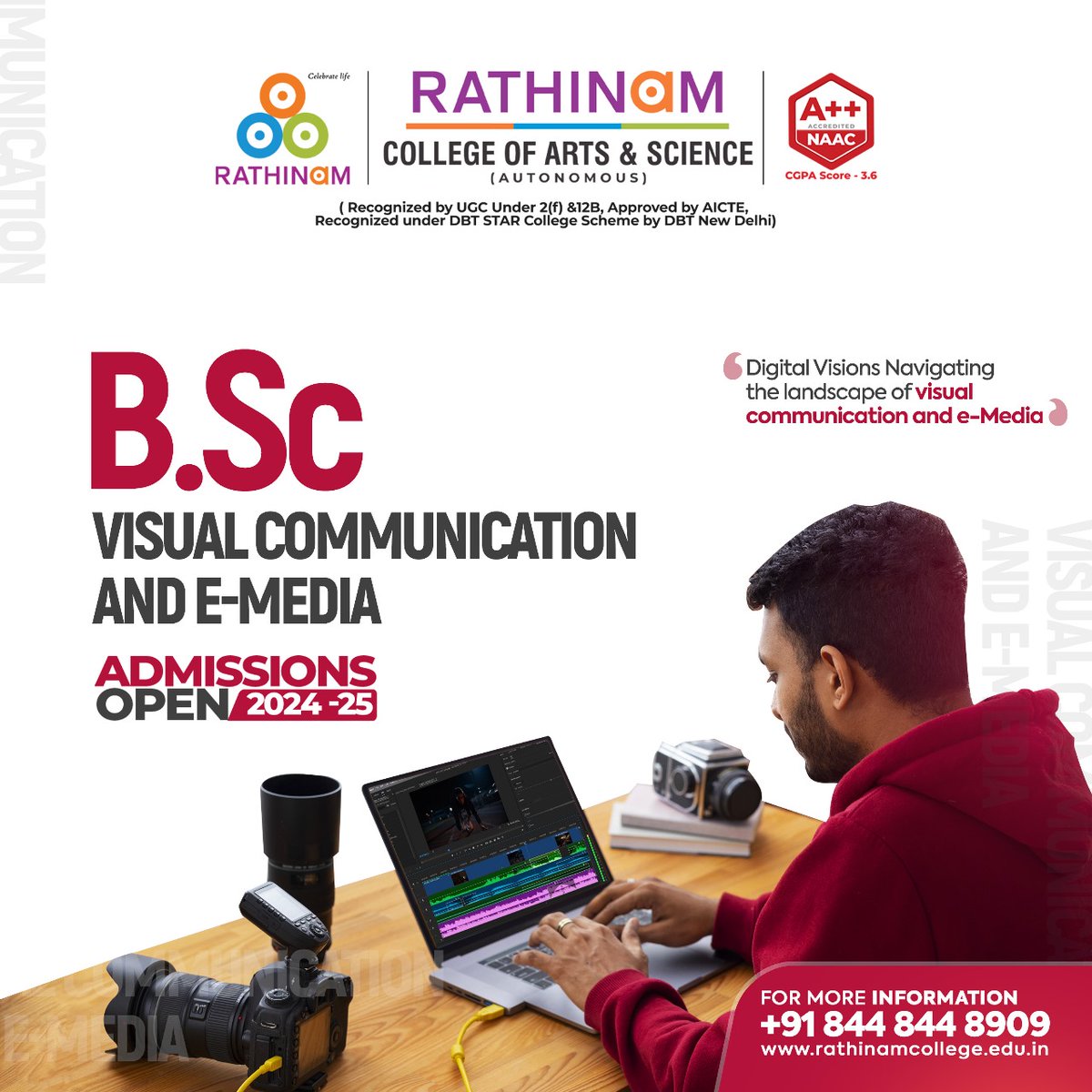 rathinamgroups's tweet image. Launch your career in the exciting world of visual communication and e-media with a B.Sc. degree from Rathinam College of Arts &amp;amp; Science.

Admission Link: admissions.rathinamcollege.edu.in
Help desk: +91 8448448909
Website: rathinamcollege.edu.in
.
.
.
.
.
#VisComm