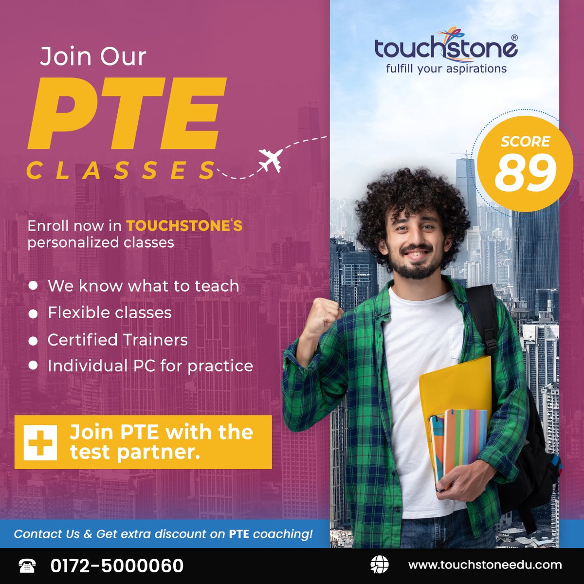 Unlock your potential with Touchstone's PTE Classes! Elevate your skills with personalized instruction, flexible scheduling, and certified trainers. Partner with us for PTE success. Enroll today and soar towards your goals!

#pte #ielts #ptepreparation #ieltspreparation #edu