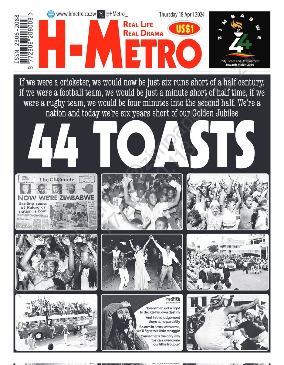 #Frontpage 44 TOASTS hmetro.co.zw/44-and-countin…