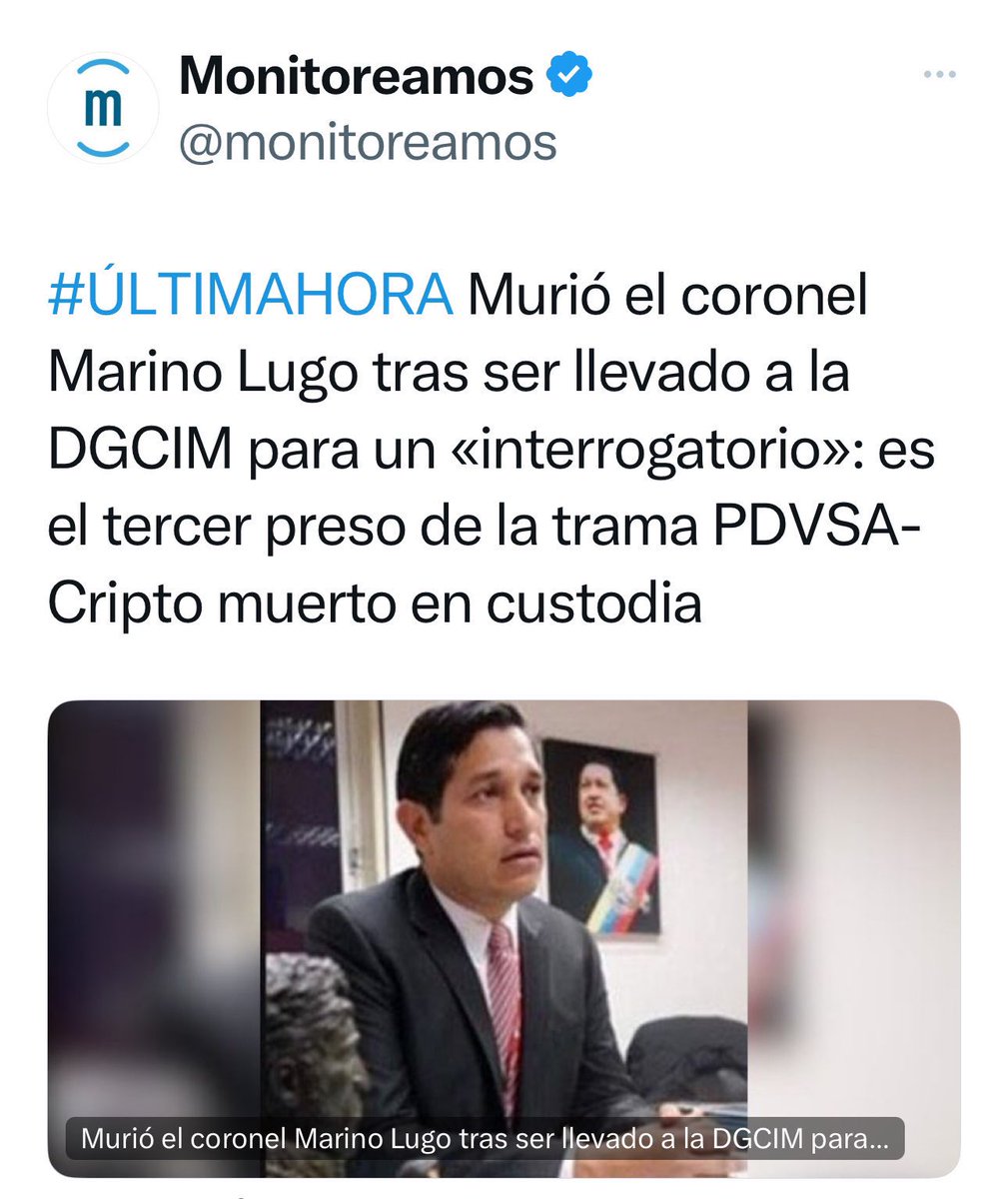 Lo ocurrido con el Cnel. Marino Lugo, es la reedición de lo que le hicieron a Fernando Alban, lo torturaron hasta que lo asesinaron y pretenden simular suicidio. Un acto criminal en el DGCIM, donde dicen haber visto la presencia del fiscal Farik Mora, brazo ejecutor de Tarek