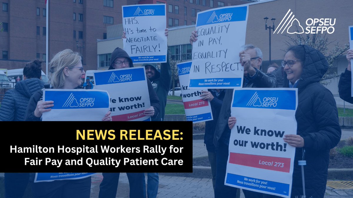 Today, health care professionals employed by @HamHealthSci - members of @OPSEU273 - held rallies at all three hospital sites to demand for regional pay parity after delivering a petition to management. Read the full release here: opseu.org/news/hamilton-…