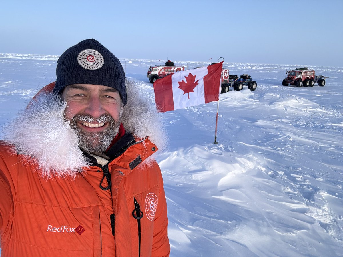 ACPRacing's tweet photo. On April 6th at 1:13pm mountain time the Transglobal Car Expedition successfully reached the geographic North Pole entirely overland from #NYC through Edmonton and Yellowknife Canada, a first. @ExplorersClub https://t.co/mnNlhjbZvP