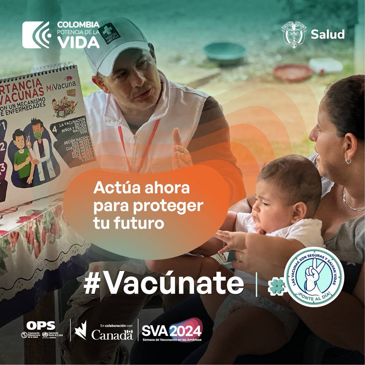 El próximo 20 de abril inicia la 22° semana de #Vacunación de las Américas y la 13° semana de la #Inmunización. #Vacúnate en cualquier punto de vacunación, en el país hay más de 3000. 
Las vacunas son seguras y salvan vidas.

#JornadaDeVacunación #VacunasSalvanVidas