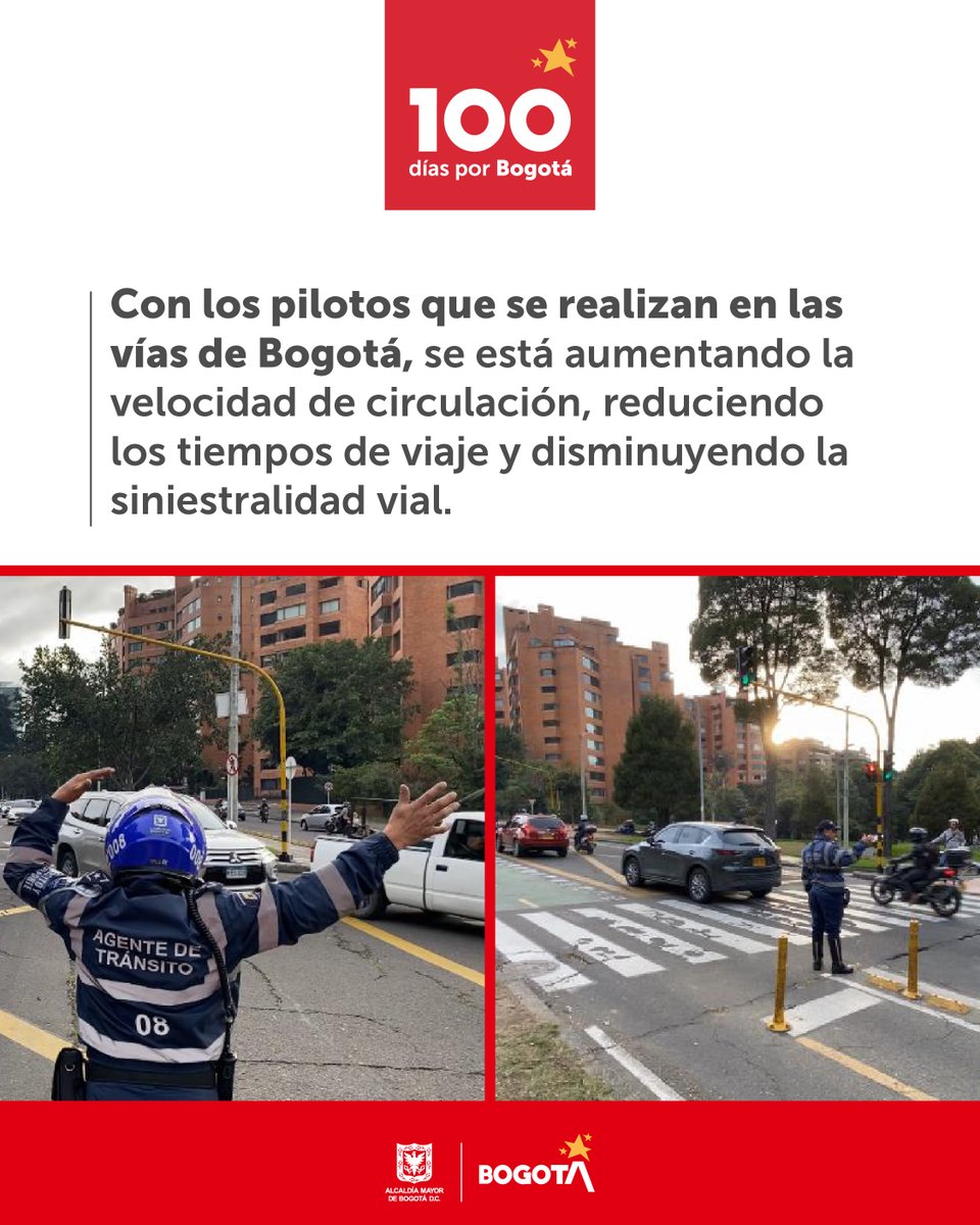 📢Con el plan piloto implementado en la Carrera Séptima durante estos primeros #100DíasPorBogotá, la movilidad en este corredor mejoró hasta en un 40 % en horas pico, reduciendo hasta el 11 minutos los tiempos de viaje. 🚙🚗