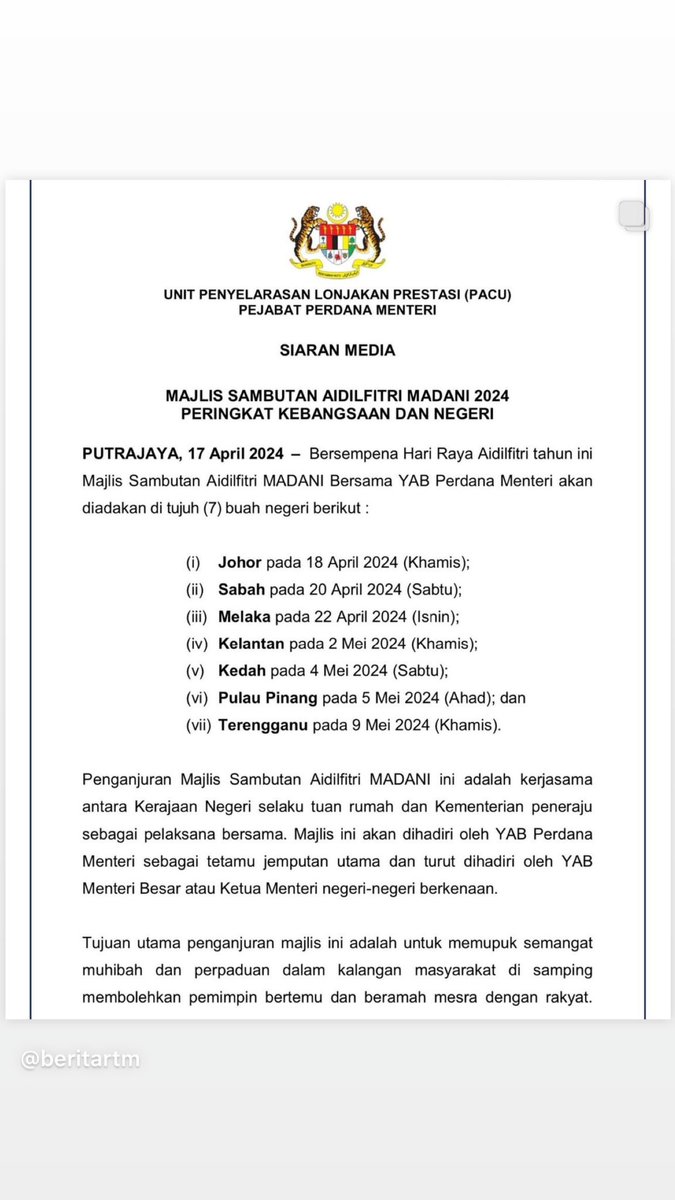Hypocrite PMX claimed no national buka puasa at Putrajaya due to weak economy but announced 7 national celebrations! 

Reason is because he realises he has totally lost support from government servants and is using the 7 events to chase wild rabbits! @pakatanharapan_ @KEADILAN