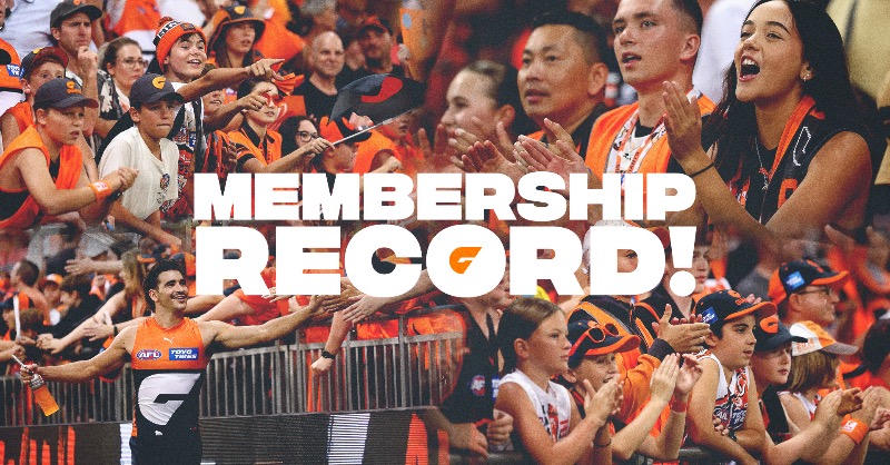 GWSGIANTS's tweet photo. We've broken our membership record for the sixth consecutive year 🧡