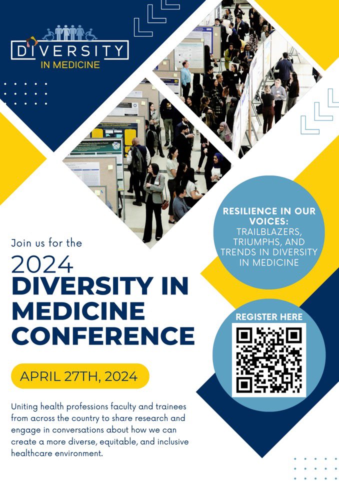 Okanlami's tweet photo. You won’t want to miss the 6th Diversity in Medicine Conference at @umichmedicine organized & hosted by my @UMichMedSchool students.
This years theme:
Resilience in our Voices: Trends, Triumphs, and Trailblazers
Keynote by @doc_sarcoma!
Register: https://t.co/uwWSC4ZOEt https://t.co/pHayEYLjAX