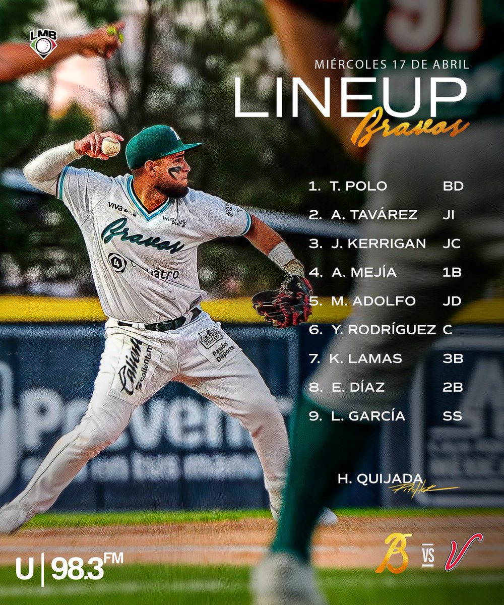 NacimosBravos's tweet photo. ⚫️LINEUP⚾️.

Juego2️⃣
🆚 @elaguilabeisbol 
🏟️ Estadio Beto Ávila 
⏰ 8pm
📺 @tv4guanajuato / @StarPlusLA 

ULTRAFM
#FenomenoBravos🦁 https://t.co/GWQ9rcqMgh