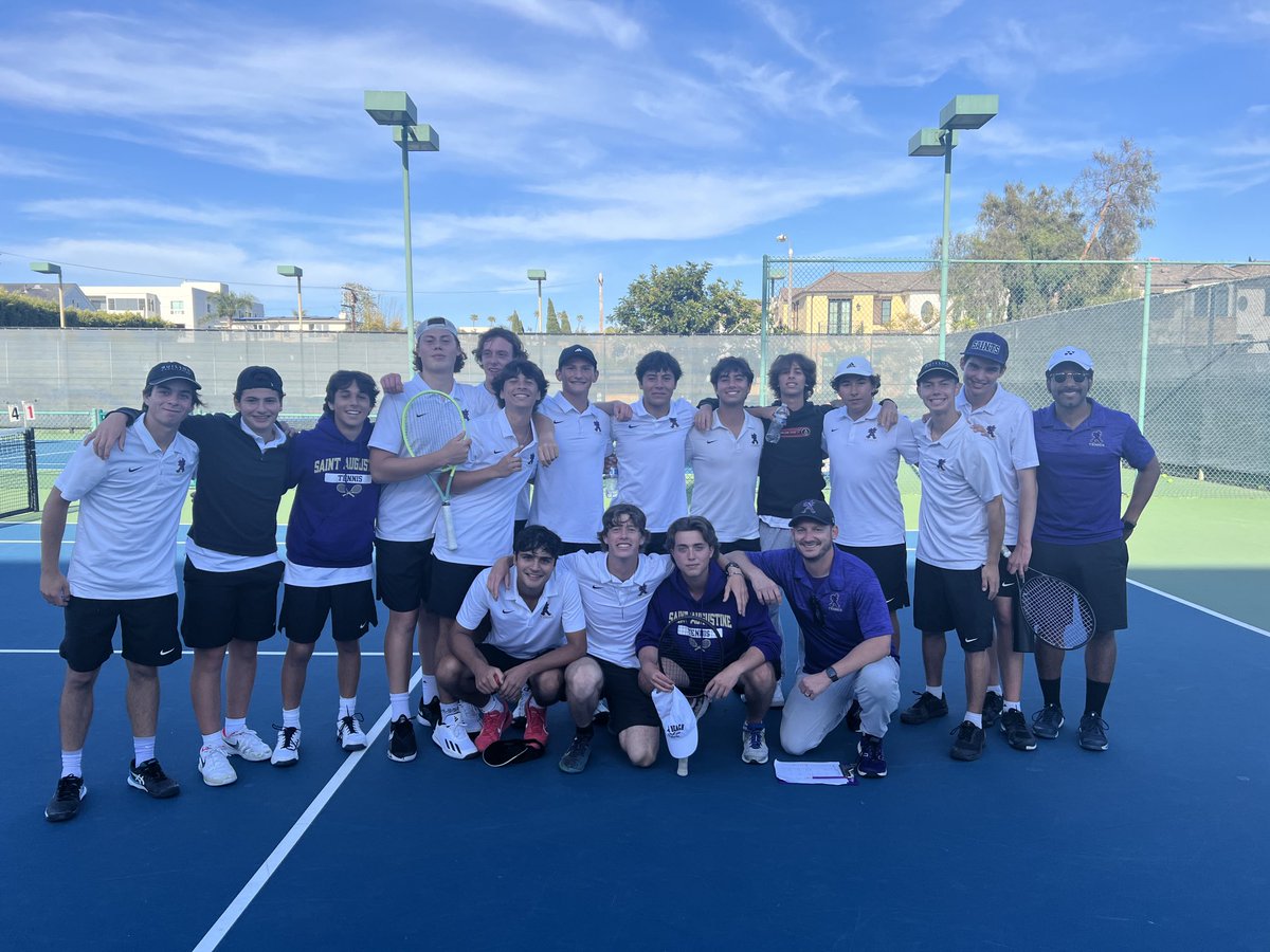 Congrats, Saints Tennis, CIF Open semifinal winners today, 12-6 over Bishops. Saints plays for the Open title Friday, 4pm at Barnes Tennis Center vs. Torrey. Awesome job, Saintsmen. ⁦<a href="/Saints_ThePit/">The Pit</a>⁩ ⁦<a href="/saints_info/">St. Augustine HS</a>⁩