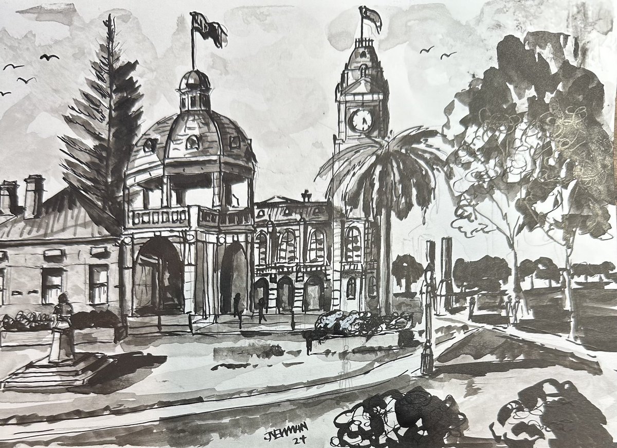 Todays drawing of Bendigo post office , ink drawing #inkart #inkdrawing