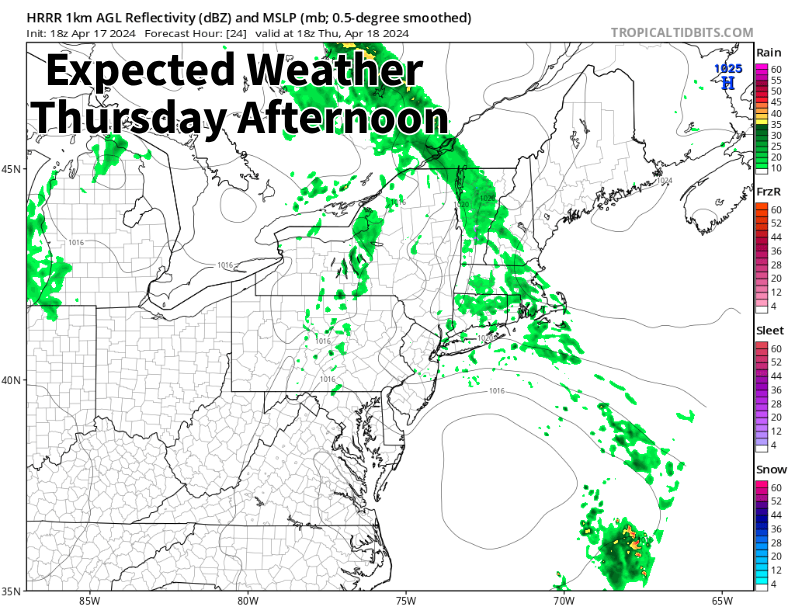 After a few beautiful, spring-like days, New England goes back to the 'other' spring-like weather: Mainly cloudy with scattered showers, cool and raw with a chilly breeze off the ocean. Exception will be eastern Maine, with sunnier weather #MAwx #CTwx #RIwx #NHwx #MEwx #VTwx