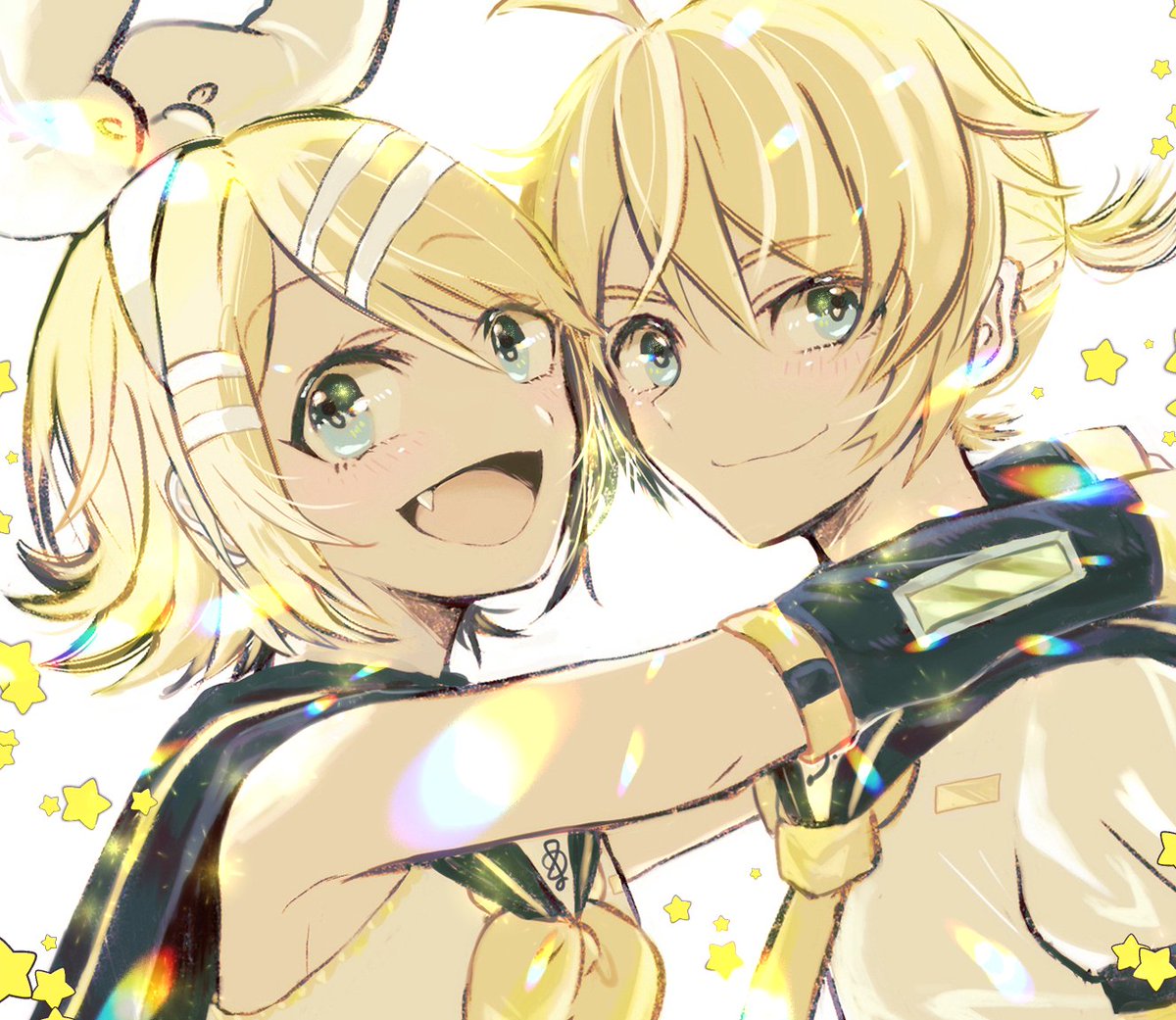 鏡音レン ,鏡音リン 「ななしのななさんのリンちゃんとレンくん!パッと弾ける明るい笑顔が(・∀・)イイ!」|piapro(ピアプロ)のイラスト