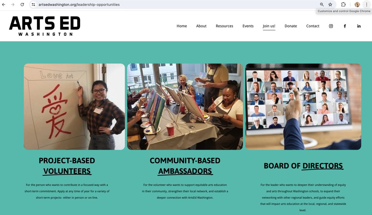 It's been a while since we visited here... but you can still join our arts education advocacy outside of this platform! 

Follow our work on LinkedIn, Instagram, Facebook, or good ol' fashioned website.  Or join our team and get involved!

artsedwashington.org/leadership-opp…