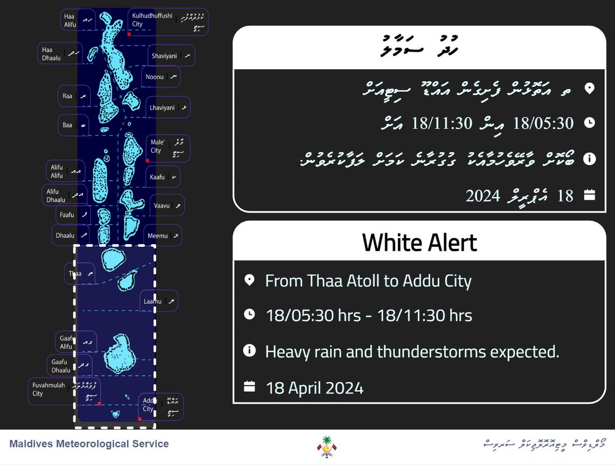 White Alert for heavy rain and thunderstorms.