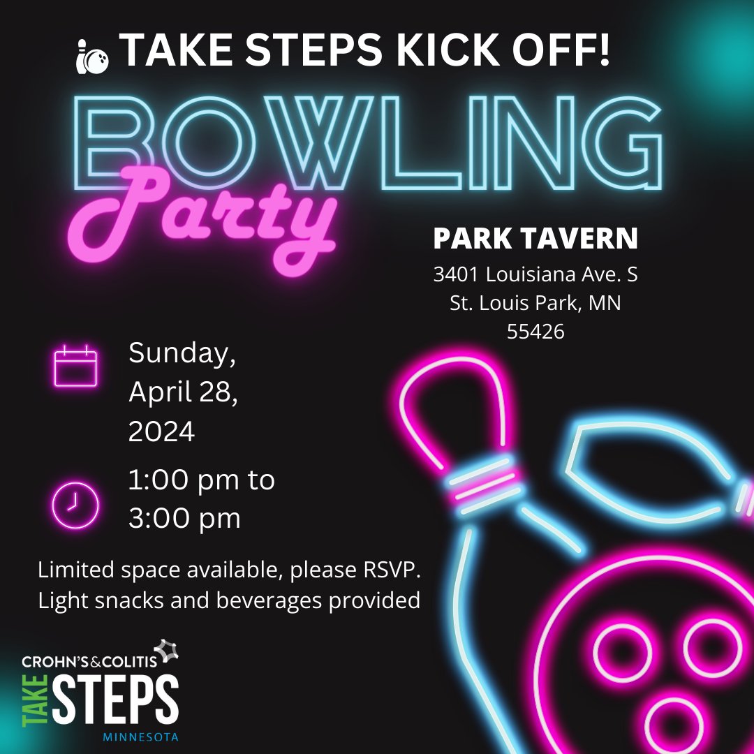 Don't forget to RSVP for our upcoming Take Steps Kickoff/Pediatric Family Get-Together & Bowling Party on Sunday, April 28 from 1-3pm! We have limited space available and want to make sure all kids can bowl: forms.gle/E3XetGSEHuyKDt…