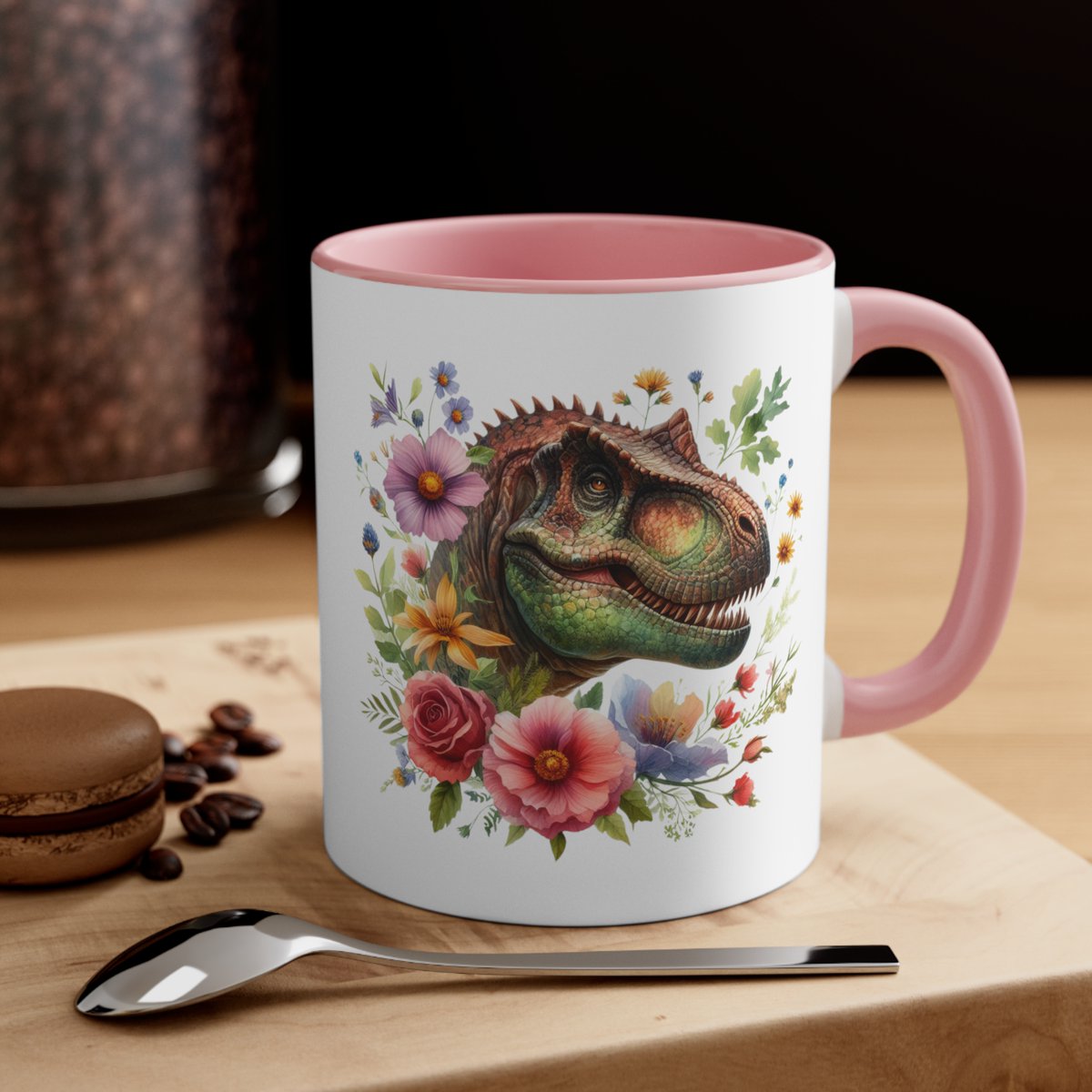 Fun Floral Dinosaur #CoffeeMug with #jurassic Vibes. thistlemouse.co.uk/products/pink-… #flowers #pink #giftideas #Botanical #cup #homedecor #kitchen #vintagestyle #mug #naturelovers #floral #dinosaur #nature #Vintage #gifts