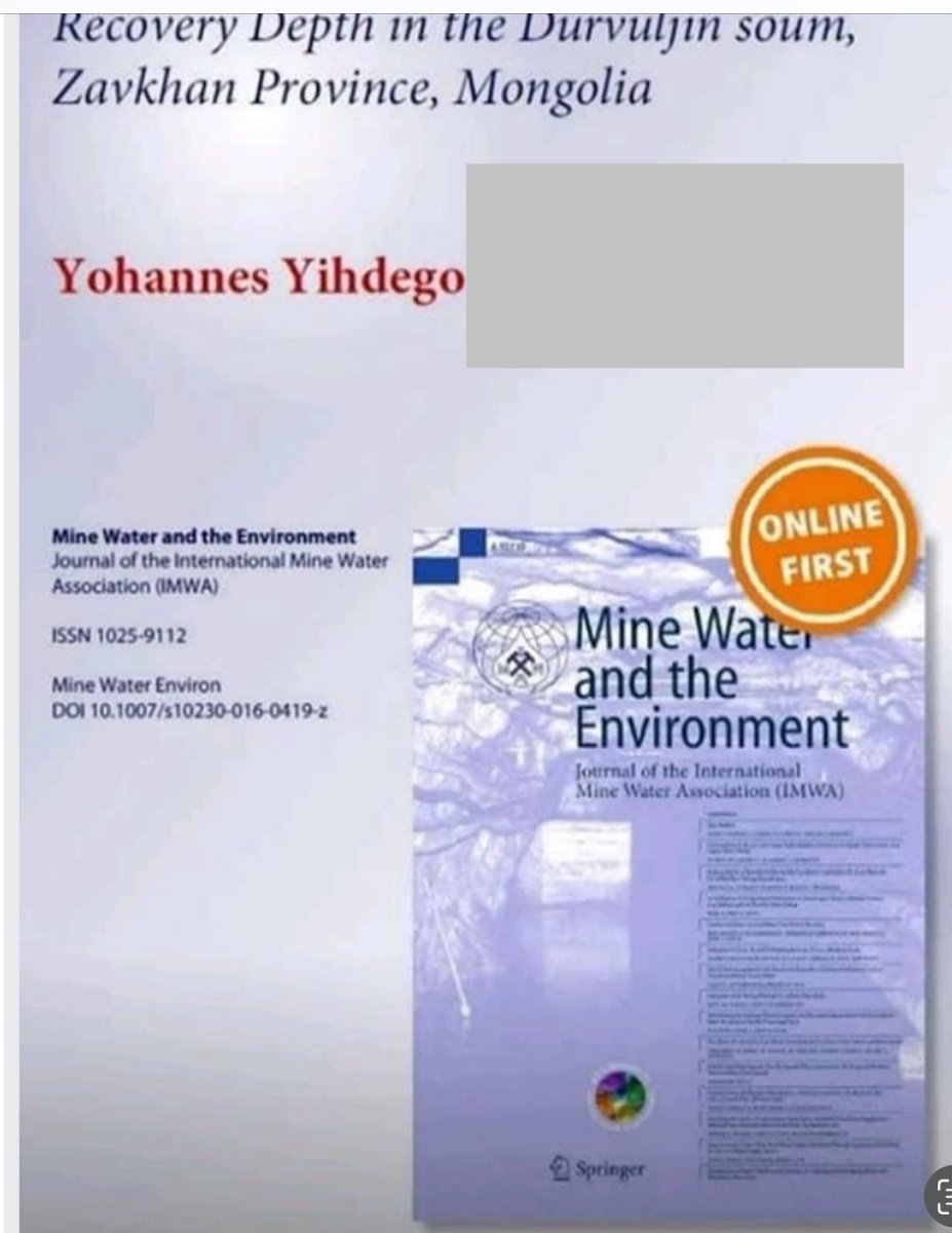 Mongolia (Mineral rich country)

Hydrogeology-geotechnical mining assessment

Recovery following closure of open-pit mines

Published paper at the link:

latrobe.academia.edu/YohannesYihdeg…