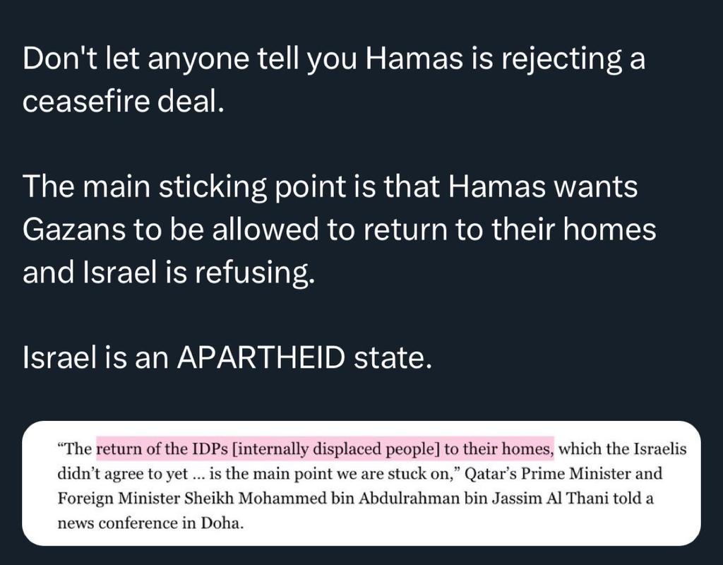 Apartheid Israel keeps spreading lies about negotiation. Israel has never negotiated with Palestinians as if they have equal human rights. @POTUS can affect #Cease_fire_In_Gaza_Now #FreePalestine . From the river to the sea, democracy for everyone and Palestine will be Free