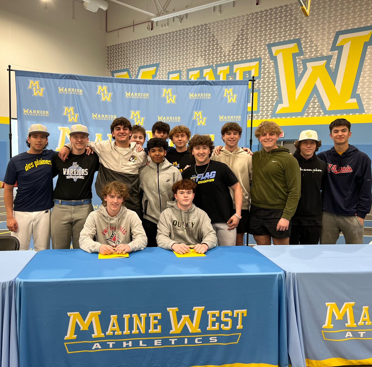 Congrats to Ethan Cusack (Wisconsin- River Falls) and Collin Duffy (Quincy) as they sign their NLI to play baseball in college. <a href="/mwwarriors/">MW Athletics</a>