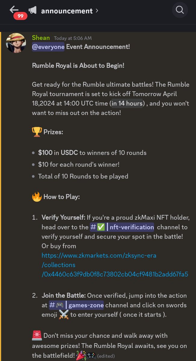 Join us in our latest Discord Contest 🔥⚔️

$100 USDC rewards up for grabs for our fam zkMaxi Holders, Get in discord.gg/pezdrops
Share it with your friends so they can participate. LFG!
#zkmaxi #contest $ZKS #zksync