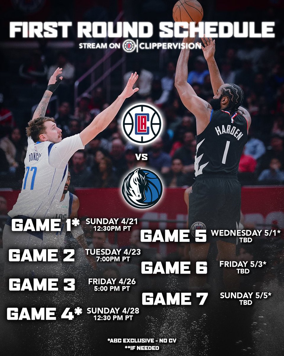 The schedule is set! #ClipperVision will be available for game 2️⃣!!