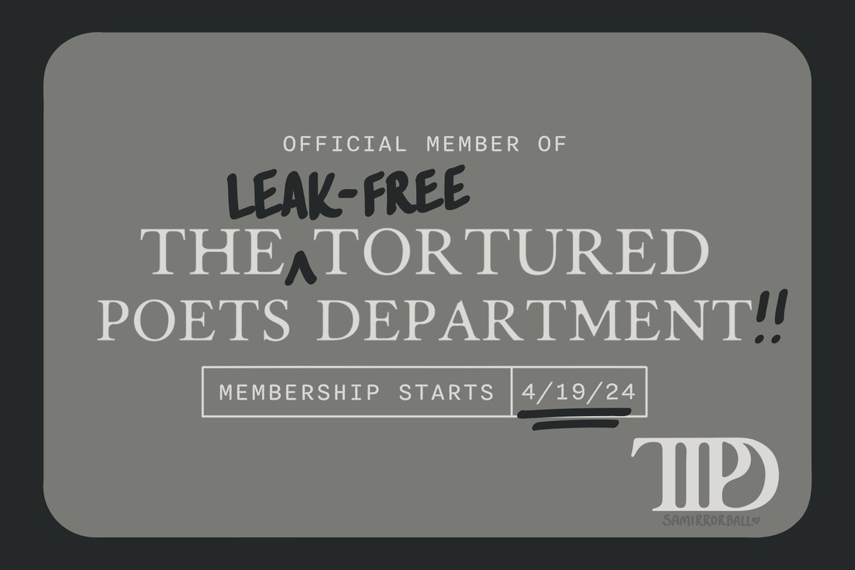 samirrorball's tweet image. can't believe this is even necessary/controversial(??), but this account is and always will be leak free!!

lmk if you're also a member of the leak-free tortured poets department — I would love to be friends 🤍