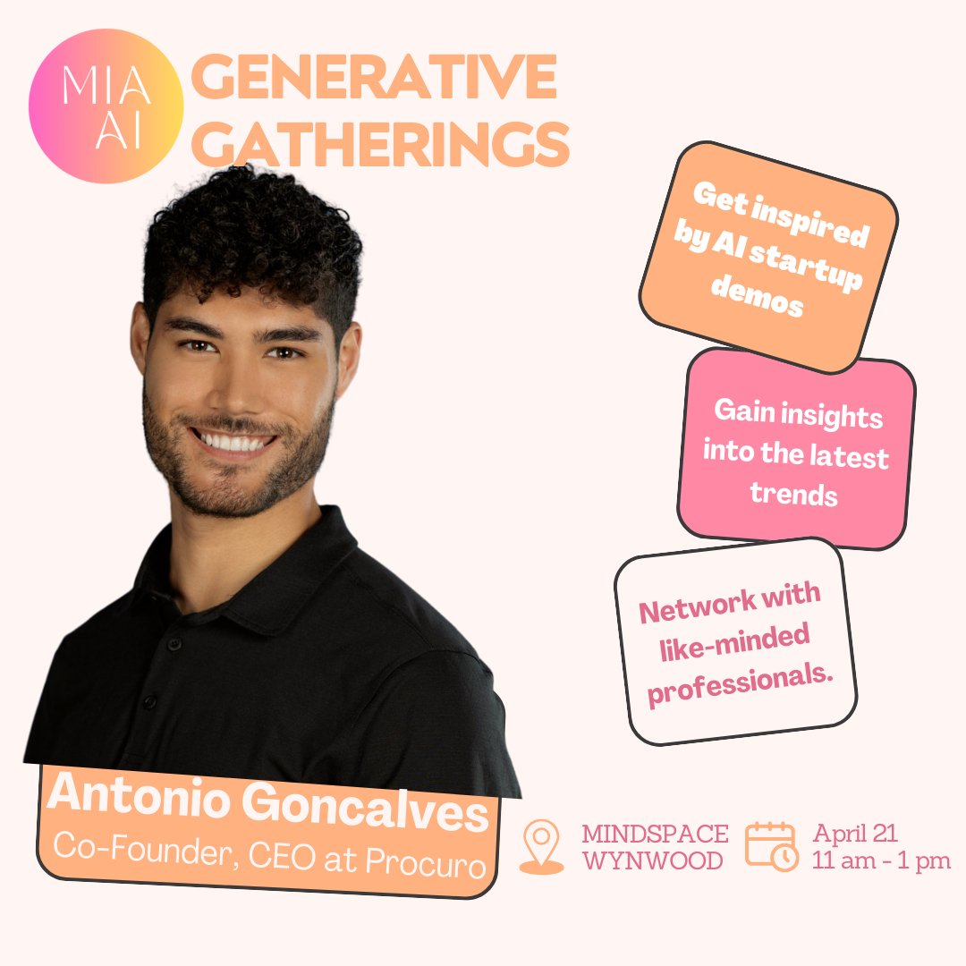 Meet Antonio Paulo Goncalves, Co-Founder & CEO of Procuro! AI-driven contract automation for procurement teams. From Anheuser Busch to Microsoft, and now a major player in Miami's AI scene! 

🗓️ Join us @MindspaceME, April 21, 11 AM. lu.ma/366wb8mq

#AI #MiamiTech