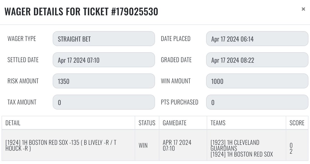 sharp_analysis's tweet image. Tonight&apos;s first #SharpPick cashed!

💰[1] F5: BOS Red Sox -135

#GetSharp