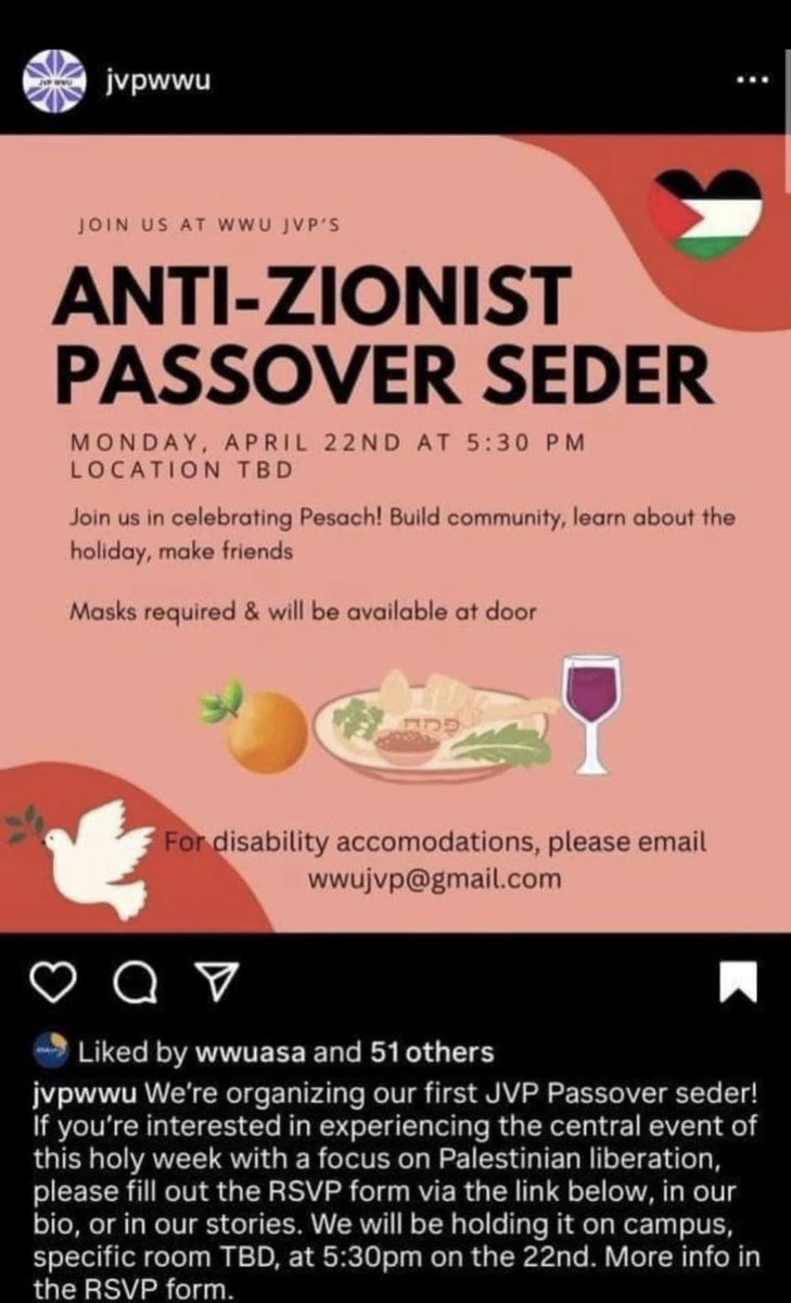 This is so sick!! Please everyone go to a real Passover Seder, take pictures, recite the real story of Passover and shut this group up! I’m so tired of these false narratives and people being against the Jewish people and Israel!!