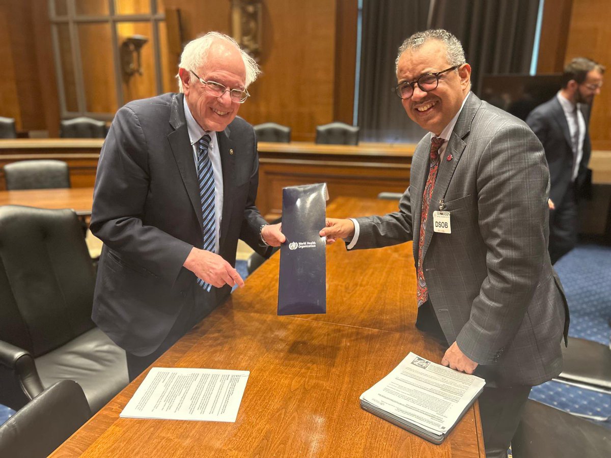 Very rich and constructive discussion with Senator @BernieSanders about the importance of making medical products equitable and affordable; the ongoing Member States’ negotiations on the #PandemicAccord and @WHO’s effort to ensure sustainable and flexible financing. We also