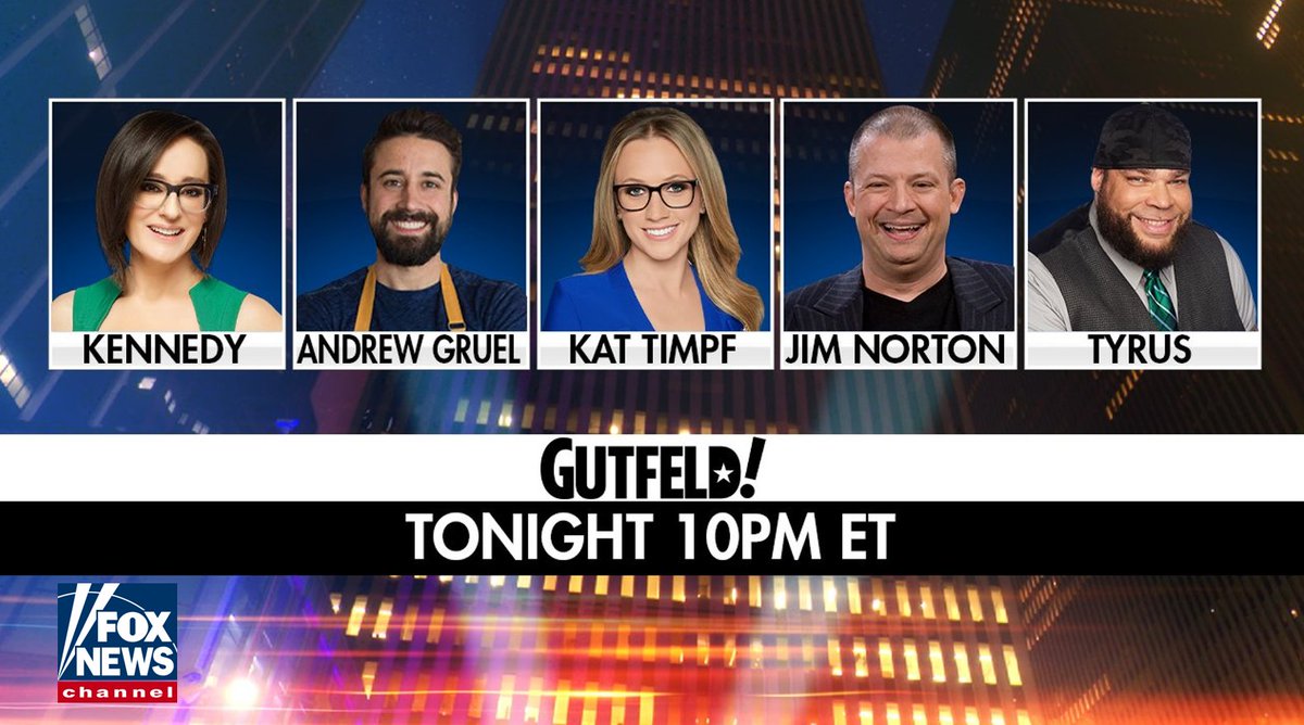 👑 #Timpf! @Gutfeldfox 10pm ET @FoxNews Greg is on a long vacation. Tonight's guest host @KatTimpf The beautiful @KennedyNation @PlanetTyrus @JimNorton @chefgruel (Trump Toadie)