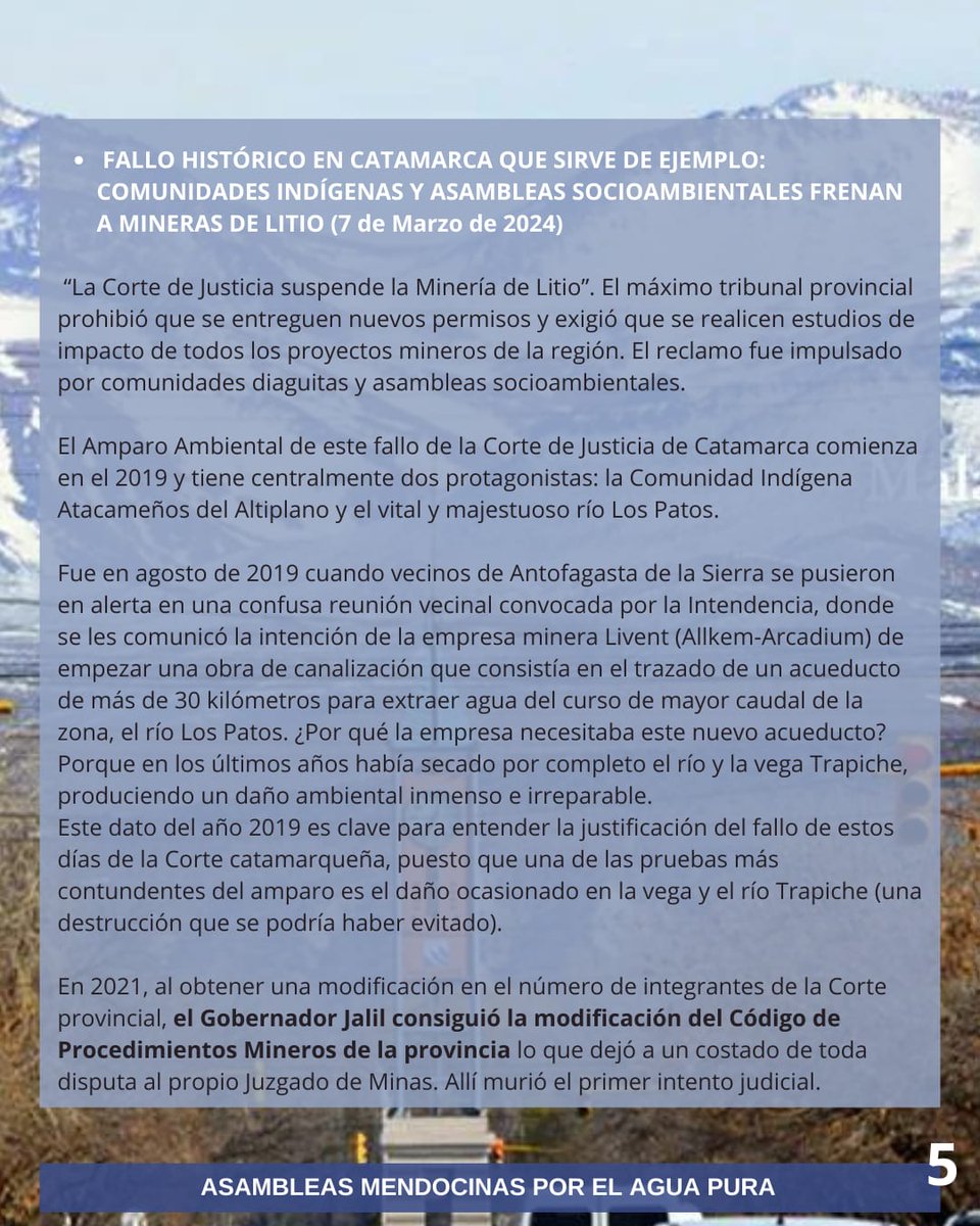 Asambleasrafael's tweet photo. 🔵📢 COMUNICADO DE #AMPAP
➡️MALARGÜE, DISTRITO MINERO OCCIDENTAL⬅️
¿HACIA UNA AGROECOLOGIA ALIMENTARIA O UNA MEGAMINERÍA HIDROTÓXICA? Parte 2️⃣
#MendozaLibredeMegamineria
#ElAguadeMendozaNoSeNegocia
#Aguapura
#La7722NoSeToca
#SialAreaNaturalProtegidaUspallataPolvareda https://t.co/qLnWC5oAAj