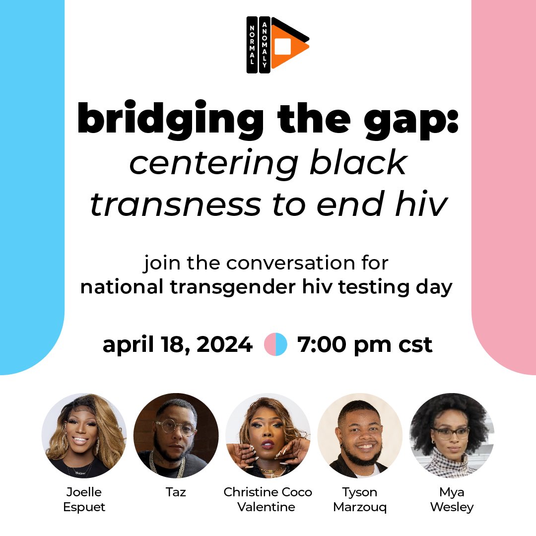 In observance of National Transgender HIV Testing Day and in partnership and collaboration with the @CDC_HIV 'Let's Stop HIV Together ' program: ‘Bridging the gap: centering Black Transness to end HIV’, a conversation about the Black Trans community and the HIV movement.