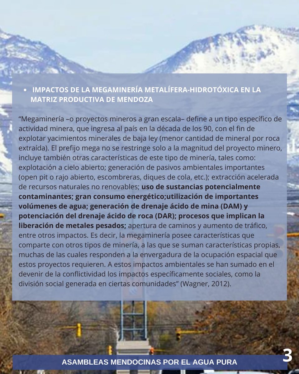 Asambleasrafael's tweet photo. 🔵📢 COMUNICADO DE #AMPAP
➡️MALARGÜE, DISTRITO MINERO OCCIDENTAL⬅️
¿HACIA UNA AGROECOLOGIA ALIMENTARIA O UNA MEGAMINERÍA HIDROTÓXICA? Parte 1️⃣
#MendozaLibredeMegamineria
#ElAguadeMendozaNoSeNegocia
#Aguapura
#La7722NoSeToca
#SialAreaNaturalProtegidaUspallataPolvareda https://t.co/JUjqwn6wdx