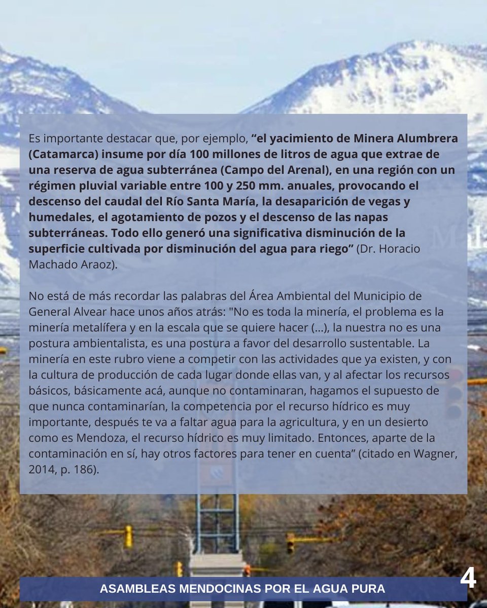 Asambleasrafael's tweet photo. 🔵📢 COMUNICADO DE #AMPAP
➡️MALARGÜE, DISTRITO MINERO OCCIDENTAL⬅️
¿HACIA UNA AGROECOLOGIA ALIMENTARIA O UNA MEGAMINERÍA HIDROTÓXICA? Parte 1️⃣
#MendozaLibredeMegamineria
#ElAguadeMendozaNoSeNegocia
#Aguapura
#La7722NoSeToca
#SialAreaNaturalProtegidaUspallataPolvareda https://t.co/JUjqwn6wdx