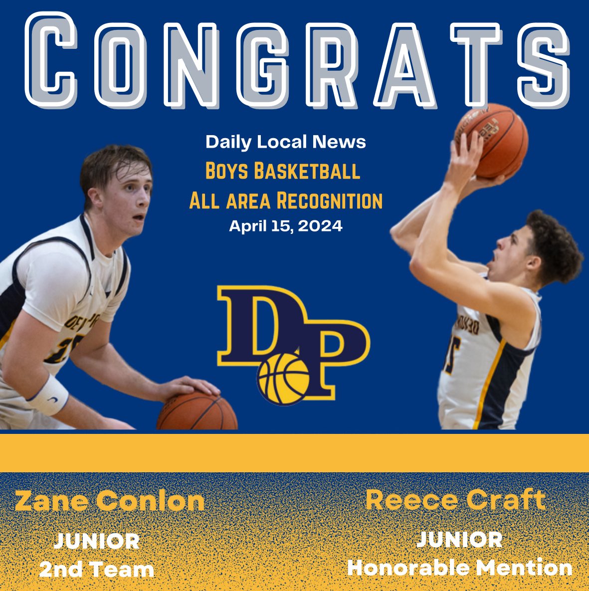 Congratulations to Zane & Reece on their Daily Local News All Area Selections!  #tidepride #keepworking #brightfutures