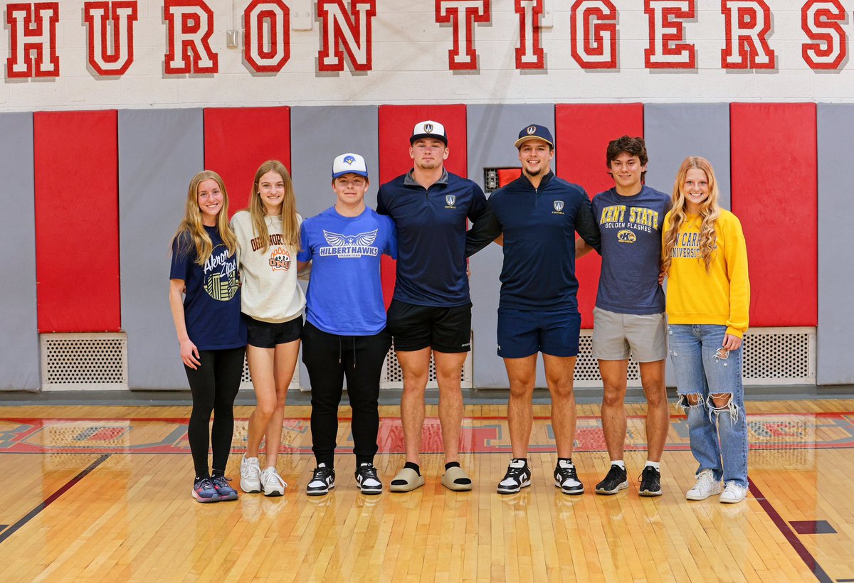 A very exciting day for these 7 amazing Huron Tiger student athletes as they sign their NLI to pursue their life long dreams of competing at the next level! #tigerpride #OneHuron