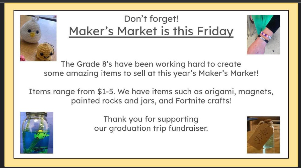 We can’t wait to see all the amazing creations on Friday!