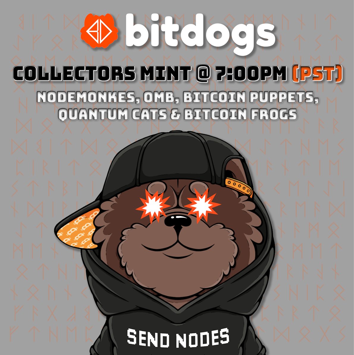 Gm dogs, we have ~2,500 Bitdogs up for grabs heading into the public mint. Collector round starts in 1 hour and is open to: @nodemonkes @OrdinalMaxiBiz BTC Puppets by @lepuppeteerfou @BitcoinFrogs @QuantumCatsXYZ Reminder: You do not need to connect your wallet to mint :)