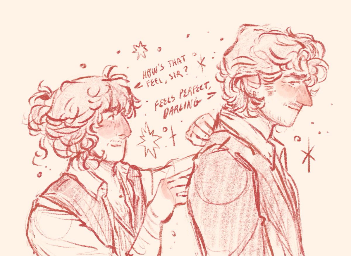 Silverfox Steve and young tailor’s assistant Eddie 😵‍💫💕💕 just a rough sketch for now but they’ve moved in to my brain and will not leaveeee

#steddie