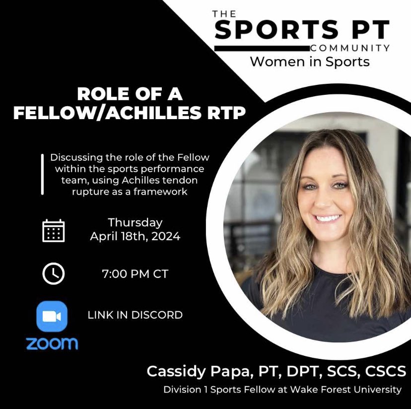 Vien Vu (@muyviendpt) on Twitter photo No brainer attending this one, and asked to block off time in pt care. Canโt wait to hear <a href="/CassidyPapa14/">Cassidy Papa</a> talk about achilles rehab and communication from start to finish.
Link in message board:
discord.gg/FvPwSTXg No brainer attending this one, and asked to block off time in pt care. Canโt wait to hear <a href="/CassidyPapa14/">Cassidy Papa</a> talk about achilles rehab and communication from start to finish.
Link in message board:
discord.gg/FvPwSTXg