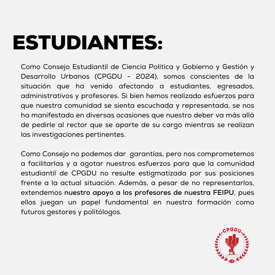 consejo_cpgdu's tweet photo. Comunicado 002 CPGDU https://t.co/gQ0dnMkrxc