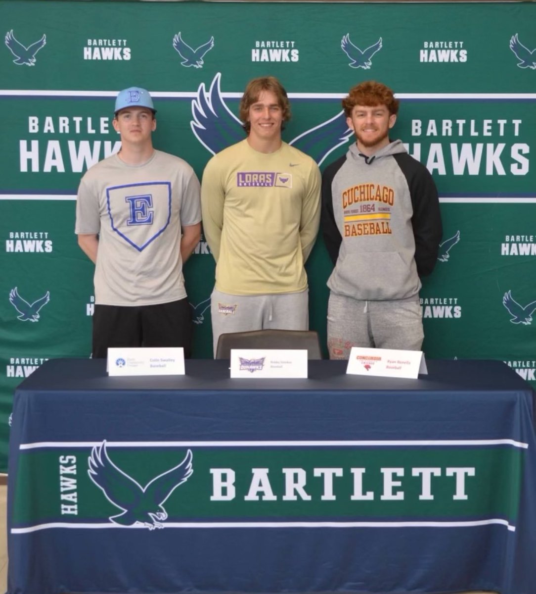 Huuuge congratulations to these 3 on signing their NLI to play college baseball next year. @ColinSwalley signing with @ElgCCBaseball1 @robby_stankus05 signing with @LorasBaseball @ryan_renella signing with @CUCbaseball Extremely proud of this 3 young men!!