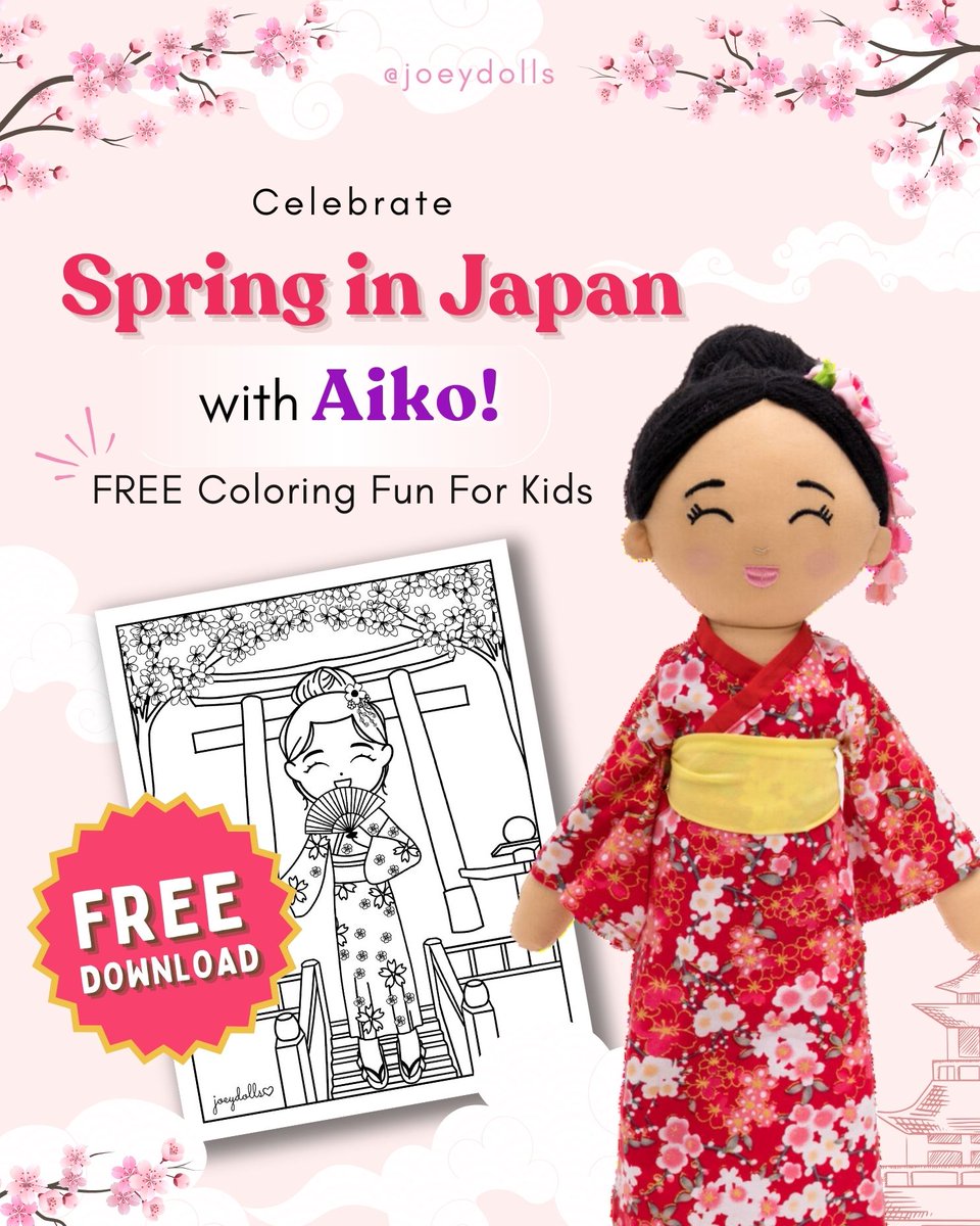 Celebrate Spring with our FREE Aiko coloring sheet & explore Japanese culture with crafts, stories & treats! Spark creativity & celebrate diversity with your child this spring! bit.ly/3UhPir5

#AikoDoll #JapanSpringActivities #FreeColoringSheet #KidsActivities